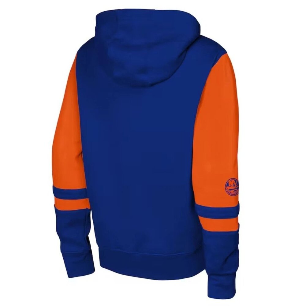 Youth L 14/16 Royal NY Islanders Faceoff Colorblock Fleece Full-Zip Hoodie New - Picture 4 of 9